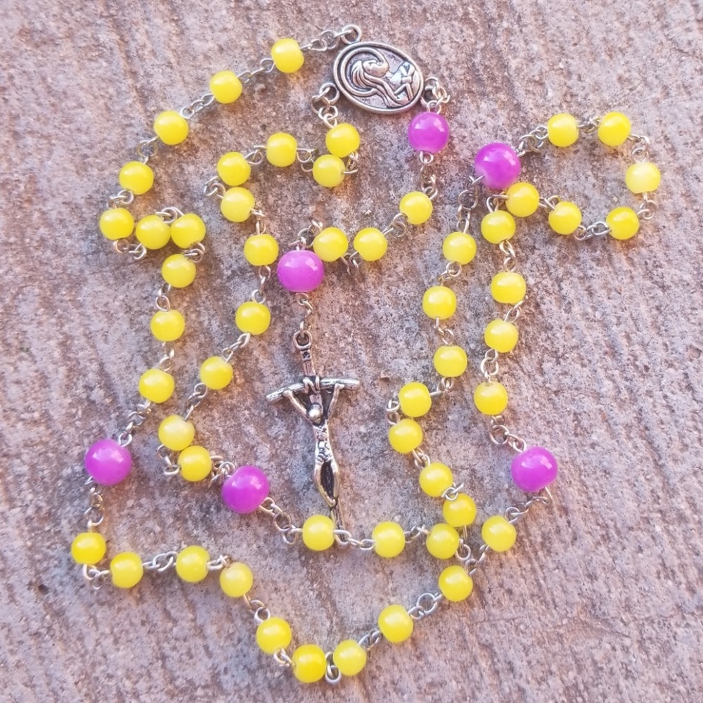 Yellow w/ Purple Rosary